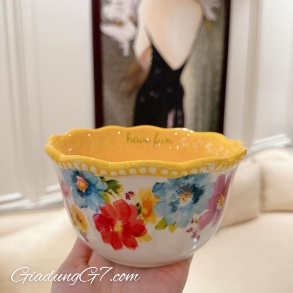 Bộ 3 Bát Gốm The Pioneer Woman Sweet Rose Sentiment Ba Kích Cỡ Phù Hợp Cho Mọi Nhu Cầu