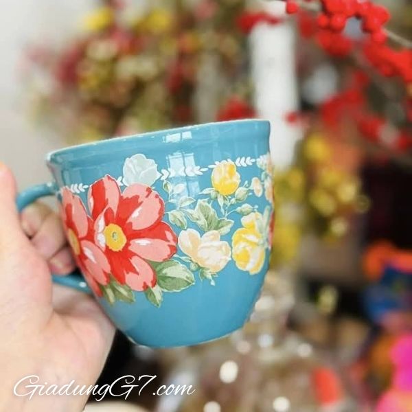 Bộ 4 Cốc gốm The Pioneer Woman Vintage Floral 473ml với họa tiết đồng quê nhẹ nhàng