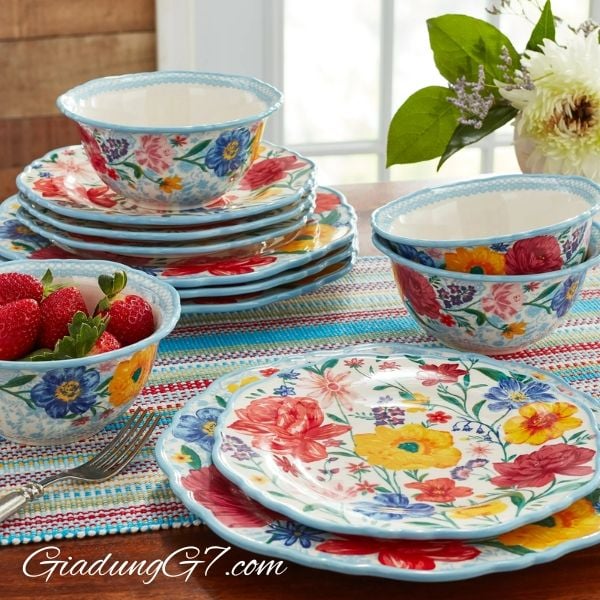 Bộ Đồ Ăn 12 Món The Pioneer Woman Brilliant Blooms – Quyến Rũ Đồng Quê Cho Bàn Ăn