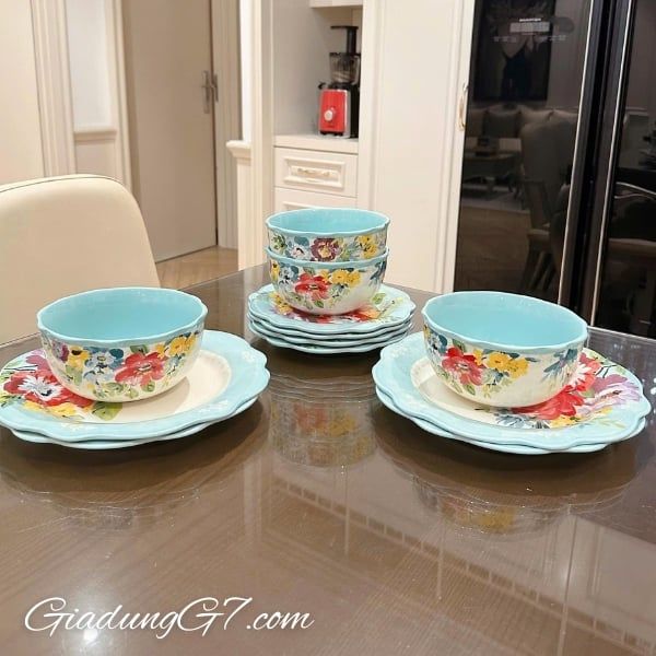 Bộ bát đĩa gốm The Pioneer Woman Sweet Romance Blossom 12 món Phù Hợp Cho Mọi Dịp