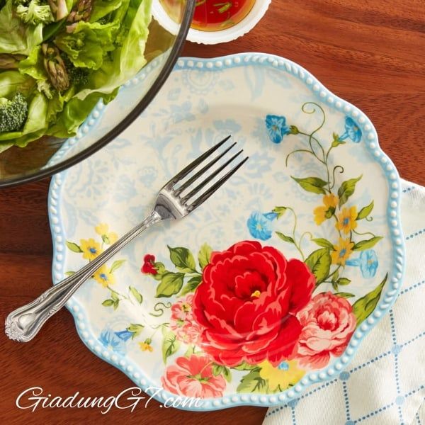 Bộ bát đĩa gốm The Pioneer Woman Sweet Rose 12 món Phù Hợp Cho Mọi Dịp