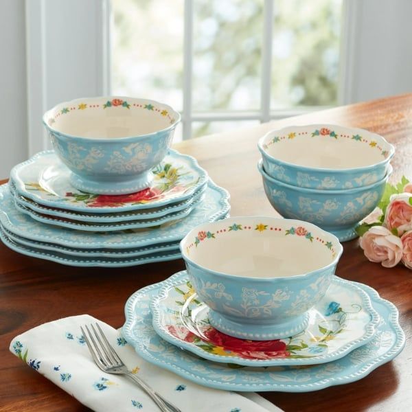 Bộ Đồ Ăn 12 Món The Pioneer Woman Sweet Rose – Quyến Rũ Đồng Quê Cho Bàn Ăn
