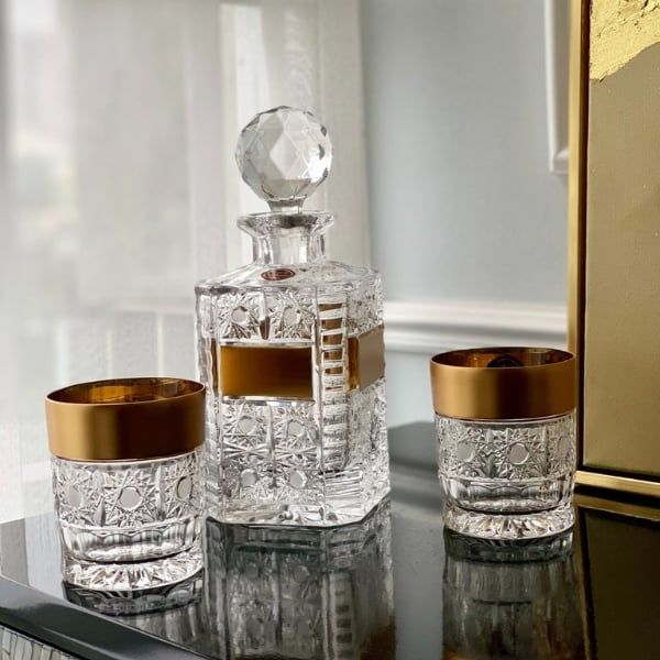 Bộ cốc pha lê Whisky Arcade 320ml khảm vàng – Trải nghiệm đỉnh cao của sự thanh lịch và nghệ thuật thủ công