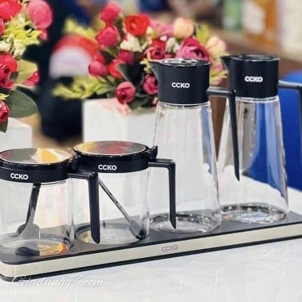 Bộ đựng gia vị CCKO thủy tinh cao cấp 4 món