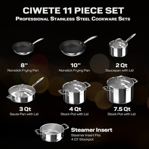 Bộ nồi chảo Ciwete 11 món