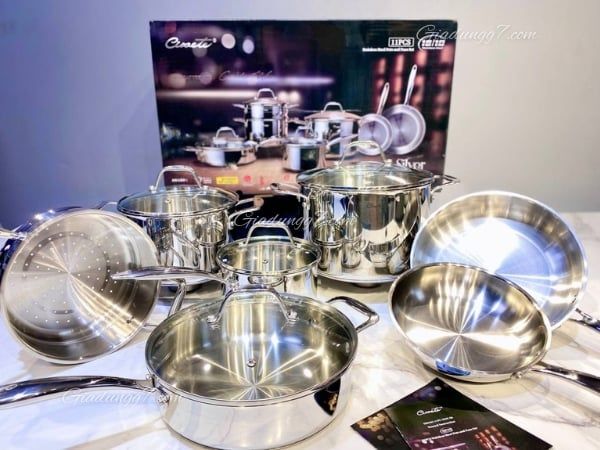 Bộ nồi chảo Ciwete 11 món Thiết kế chất liệu thép không gỉ sang trọng – chuẩn phong cách quý tộc