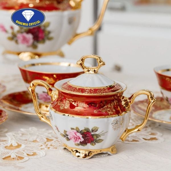 Bộ cà phê sứ Tiệp Màu nền vẽ trên sứ Tiệp có xuất xứ từ Đức