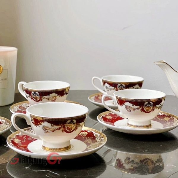 Bộ trà sứ xương Imperial viền đỏ - Một món quà tuyệt vời để mang lại niềm vui nho nhỏ cho bạn bè - hoặc cho chính bạn!