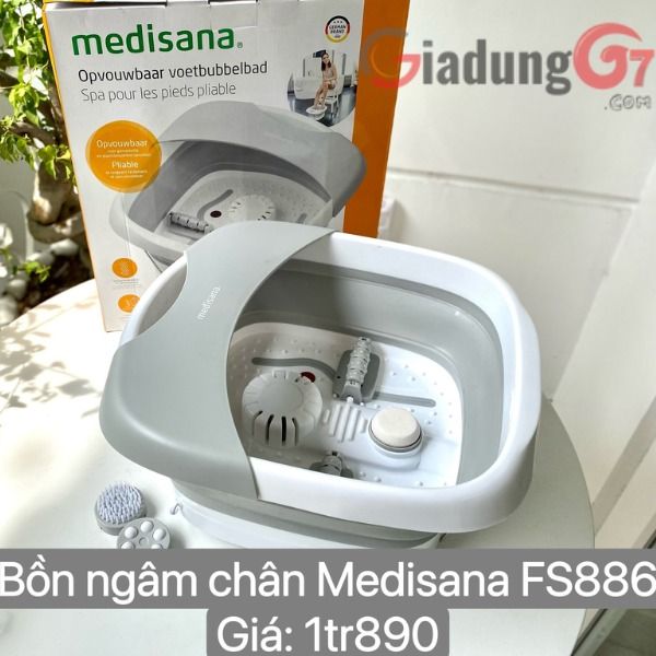 Bồn ngâm chân Medisana FS886 với 2 chế độ hoạt động: massage bong bóng, massage bong bóng và rung + giữ nóng và nhiệt