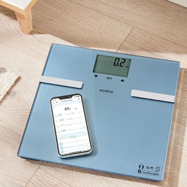 Cân sức khỏe Sanitas SBF73 kết nối App màu xanh 180 kg