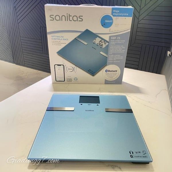 Cân sức khỏe Sanitas SBF73 kết nối App Đo cân nặng, lượng mỡ trong cơ thể, lượng nước trong cơ thể, tỷ lệ cơ và khối lượng xương