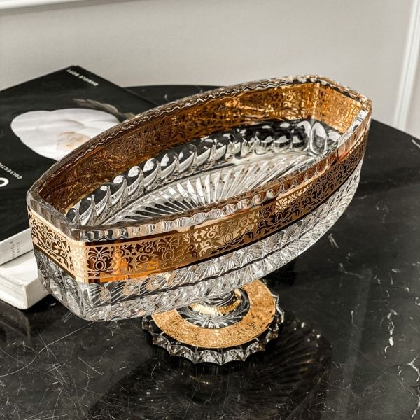 Chân bồng pha lê Boat Romantic 30cm mạ vàng 24k - Tiệp Khắc