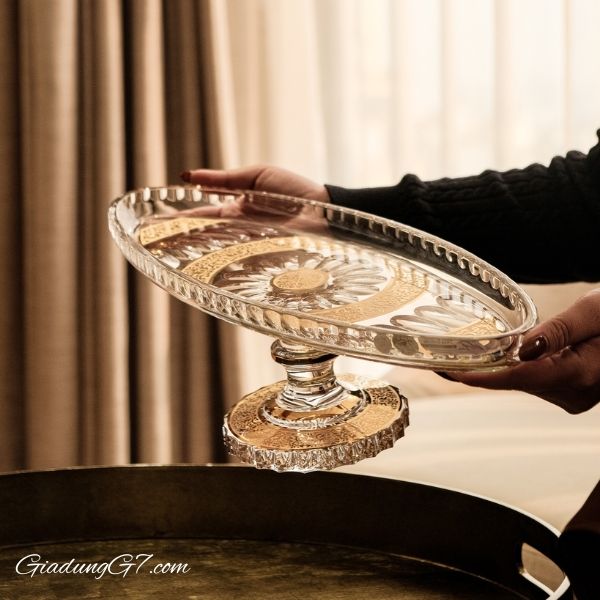 Chân bồng pha lê Ales Zverina Fish Plate Romantic 45.5cm – Tinh hoa nghệ thuật thủ công từ Bohemia Crystal