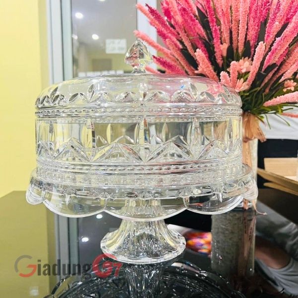 Chân bồng pha lê Bohemia Tulip 32cm màu trong suốt Được mài bằng chất liệu pha lê không chì cao cấp, cắt bằng laser và đánh bóng