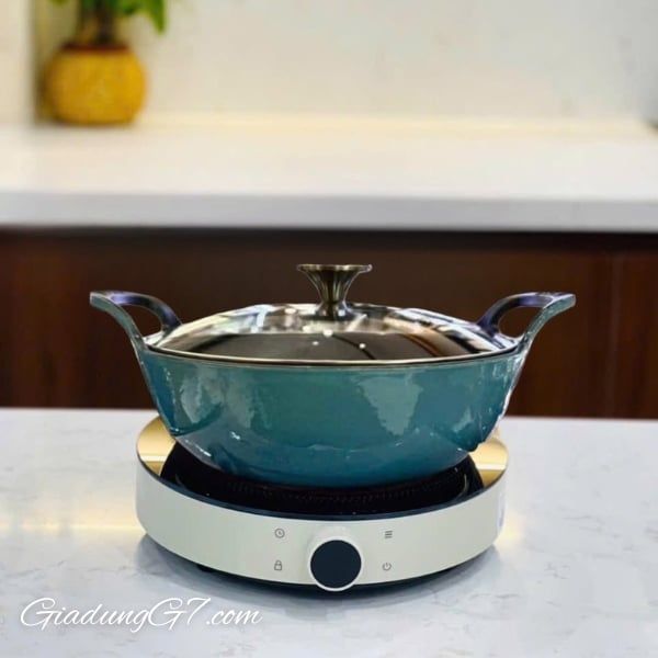 Chảo Gang Oceno Sâu Lòng size 20/25cm Giữ Nhiệt Lâu và Tỏa Nhiệt Đều