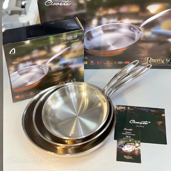 Chảo Inox Ciwete Royal Knight kết hợp với đáy 3 lớp giúp duy trì nhiệt độ đều