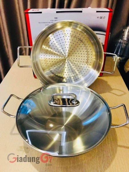 Chảo Zwilling Plus 32cm kèm xửng hấp Bề mặt chống dính Ceraforce Ultra ceramic