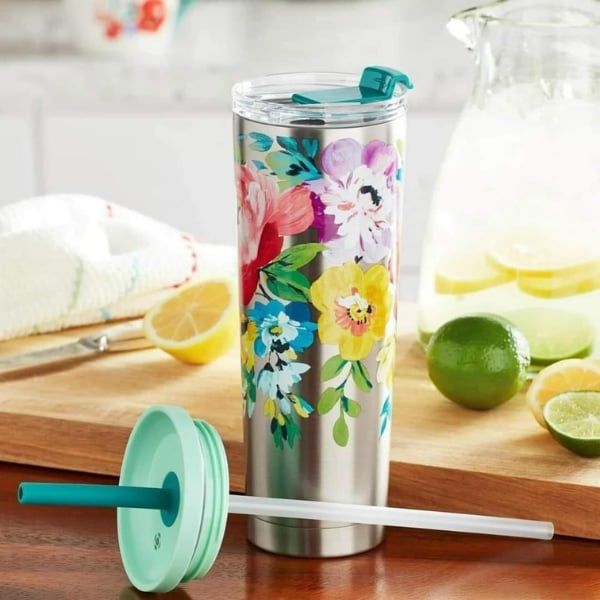 Cốc giữ nhiệt The Pioneer Woman 710ml Thân Cốc Họa Tiết Hoa Đẹp Mắt