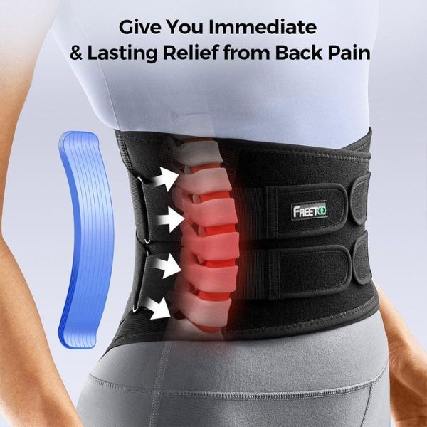 Đai lưng cột sống Freetoo Thiết kế 8 thanh hỗ trợ và 4 xương kim loại sinh học 3D, ôm sát eo, bảo vệ tối ưu