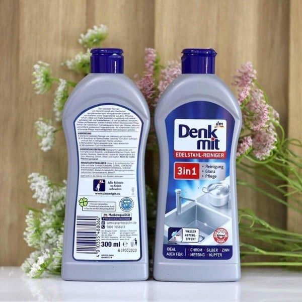 Dung dịch tẩy rửa Inox Denkmit 300ml 3in1 Tác Dụng 3in1 – Làm Sạch, Đánh Bóng Và Ngăn Ngừa Bám Cặn