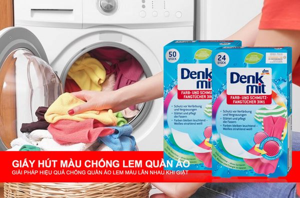 Giấy hút màu chống phai Denkmit - Loại 50 tờ  - Giải Pháp Giặt Giũ Hoàn Hảo