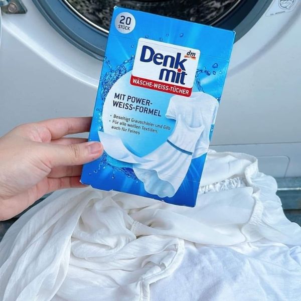 Giấy tẩy trắng quần áo Denkmit 20 tờ Sử dụng cho quần áo trắng