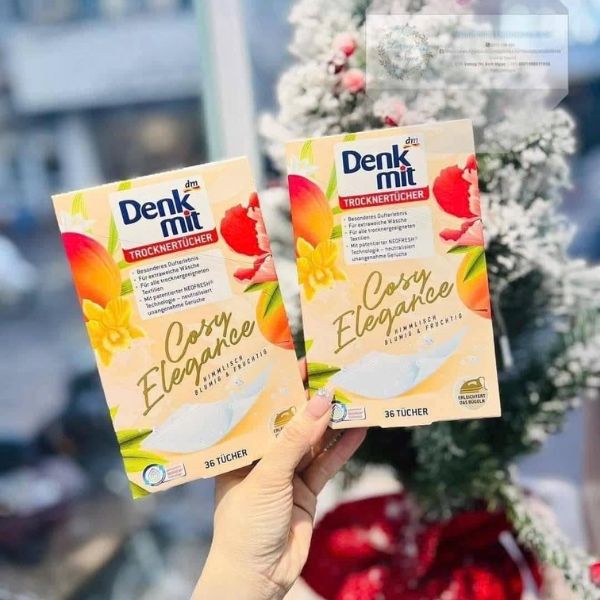 Giấy thơm quần áo Denkmit 36 tờ - Denkmit Trocknertücher Cosy Elegance, 36 St - Hộp 36 miếng