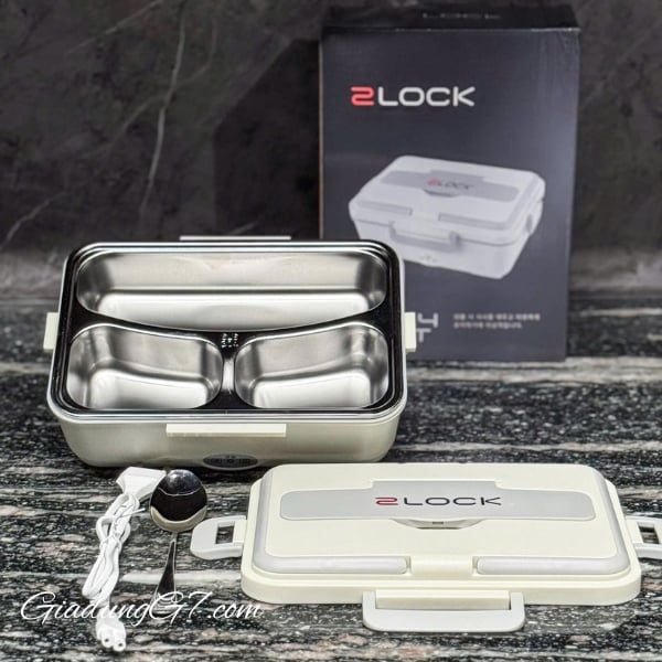 Hộp cơm điện 2LOCK 3 ngăn inox - Korea  Công suất 60W hâm nóng nhanh hơn gấp 2 lần các sp tương tự trên thị trường. Điện áp 220V
