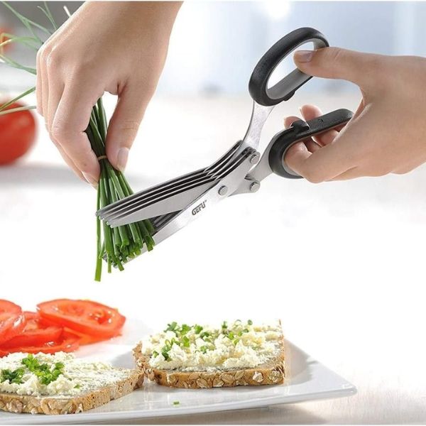 Kéo cắt vụn Gefu dành cho các loại rau thơm, hành lá 5 lưỡi, thép không gỉ