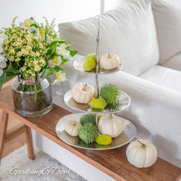 Khay bánh 3 tầng Edzard Gulf có 3 tầng, thép không gỉ đập, đánh bóng cao, cao 49 cm