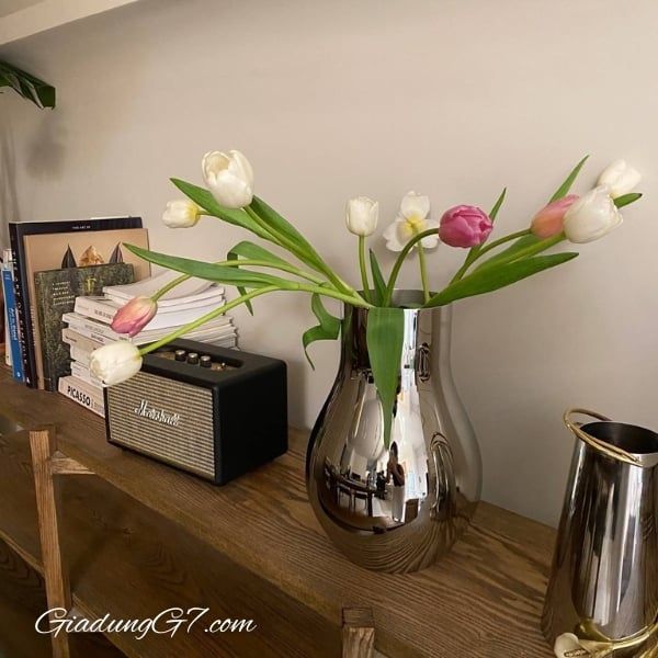 Lọ hoa Georg Jensen Cafu Mittel 30cm Thép không gỉ đánh bóng gương