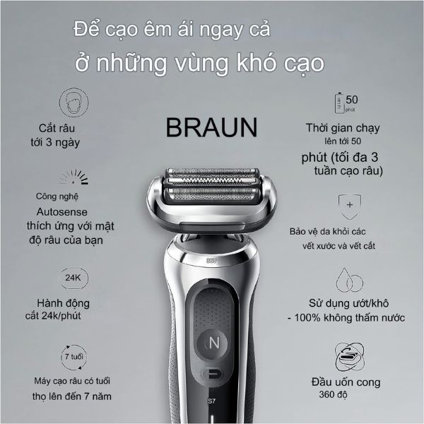 Trọn bộ Máy cạo râu Braun Series 7 7020S