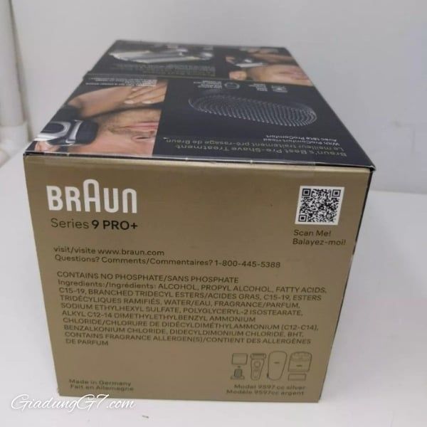 Máy cạo râu điện Braun Series 9 Pro+ 9597cc Cạo râu tới 4 tuần mà không cần sạc lại.