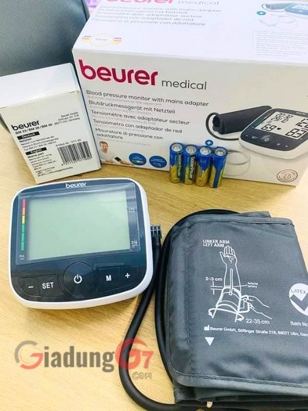 Máy đo huyết áp bắp tay Beurer BM40 hiển thị kết quả đo theo thang màu