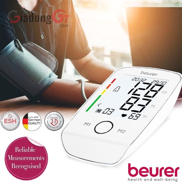 Máy đo huyết áp bắp tay Beurer BM45 ứng dụng công nghệ cảm biến thông minh Fuzzy giúp kiểm tra huyết áp nhanh chóng và chính xác.