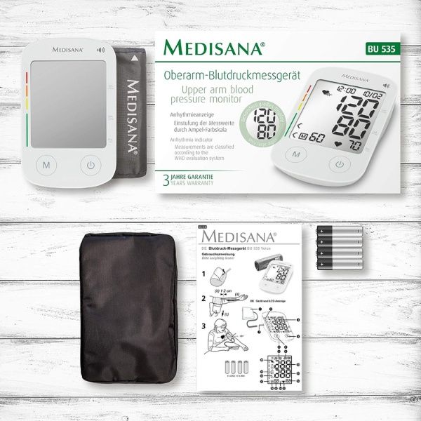 Máy đo huyết áp bắp tay Medisana BU535 hiển thị kết quả đo chính xác với chữ số lớn
