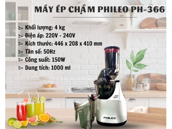 Máy ép chậm Phileo PH-366 nội địa Hàn Quốc