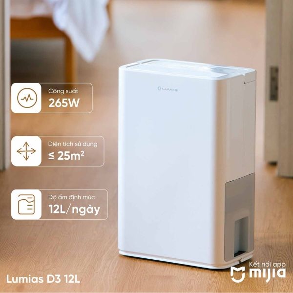 Máy Hút Ẩm Lumias D3 Lite 12L Công suất 265W, hiệu quả trên diện tích 25m².