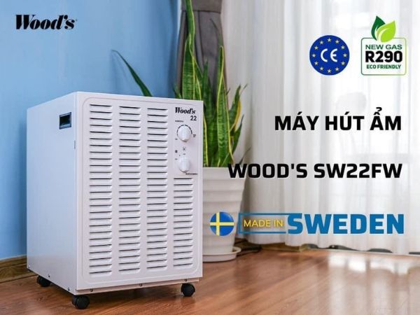 Máy hút ẩm Woods SW22FW là máy hút ẩm mạnh mẽ có thể hút ẩm toàn bộ tầng hầm! Nó cung cấp khả năng hút ẩm tối ưu từ +2°C đến +35°C