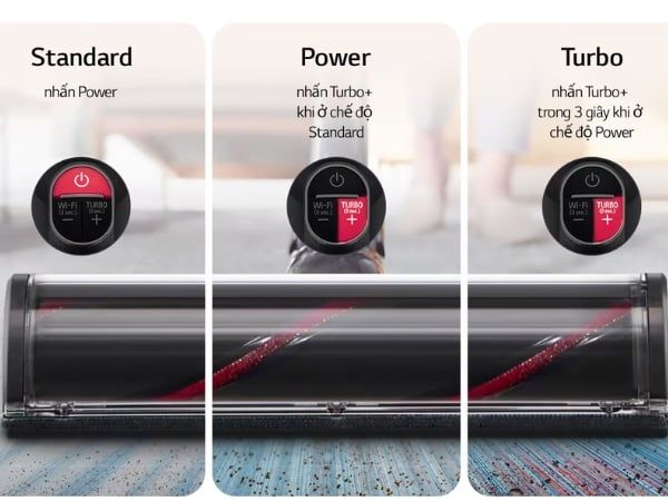 Máy hút bụi cầm tay LG A9T ULTRA có Các chế độ hút bụi