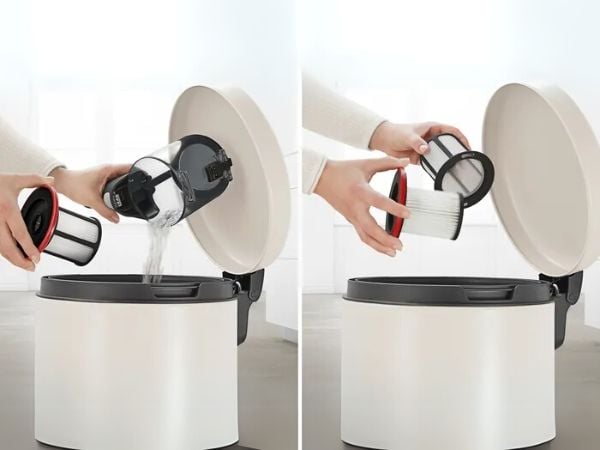 Máy hút bụi không dây Bosch BCS61113 Serie 6 Dễ dàng xả sạch thùng chứa bụi và không cần rửa bộ lọc.