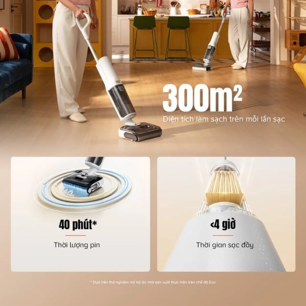 Máy hút bụi lau nhà Roborock F25 RT Thời Lượng Pin Lâu Dài