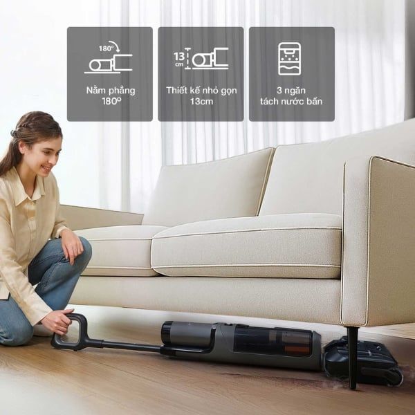Máy hút bụi lau sàn Tineco Floor One i6 Stretch Plus Thiết Kế Ngả Phẳng 180 Độ Dễ Dàng Tiếp Cận Các Khu Vực Khó