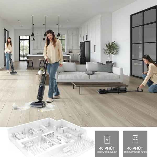 Máy hút bụi lau sàn Tineco Floor One i6 Stretch Plus Hệ Thống Làm Sạch và Sấy Khô Tự Động Dễ Dàng Chỉ Với Một Chạm