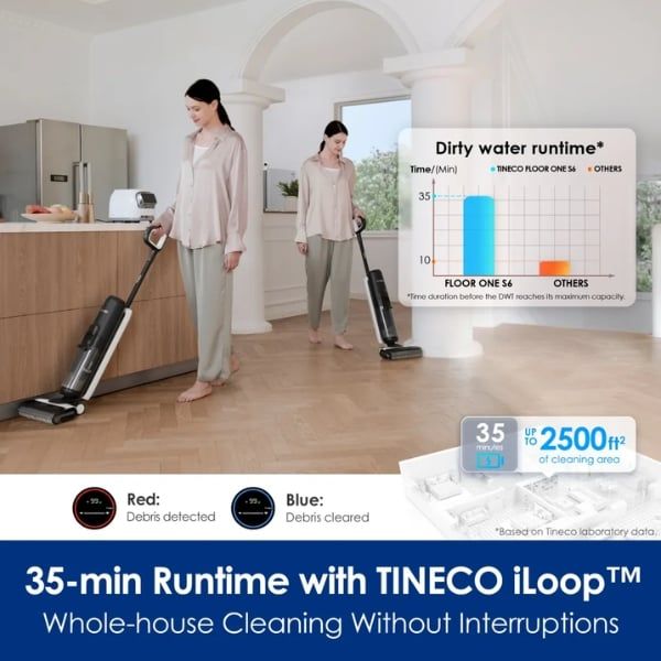 Floor One S6 chỉ bằng thao tác một chạm giúp dọn sạch triệt để