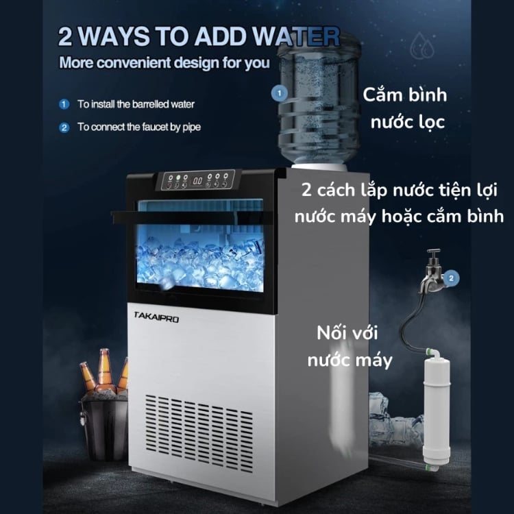 Máy làm đá viên Takaipro TKI-125PRO&nbsp;125kg/Ngày&nbsp;Hệ máy nén SECOP cao cấp