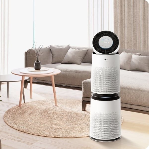 Máy lọc không khí LG PuriCare AS305DWWA 2 tầng Chăm sóc chất lượng không khí trong nhà bạn 24 giờ một ngày mà không có bất kỳ khoảng trống nào