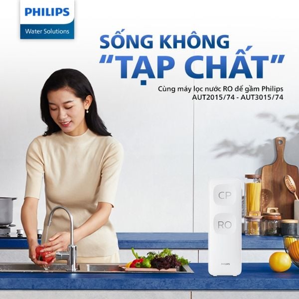 Máy lọc nước RO Philips AUT2015/74&nbsp;Loại Bỏ Các Chất Gây Hại Siêu Nhỏ Cỡ 0.0001 Micron
