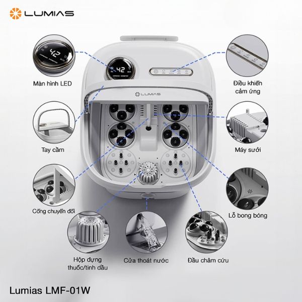 Máy massage chân Lumias LMF-01W Công nghệ sưởi ấm PTC hiện đại