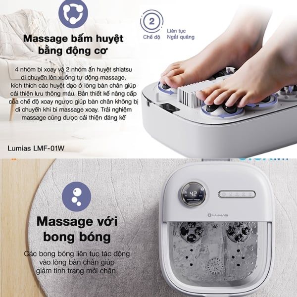 Máy massage chân Lumias LMF-01W Mô phỏng kỹ thuật Shiatsu của Nhật Bản